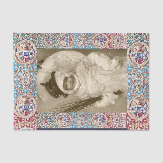 WINTER PHOTO TEMPLATE,ANGELS,PRECIOUS JEWELS ,GEMS TISSUE PAPER (Front)