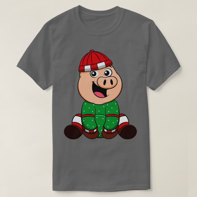 Winter Piglet Christmas Farmer Pig 1 T-Shirt (Design Front)
