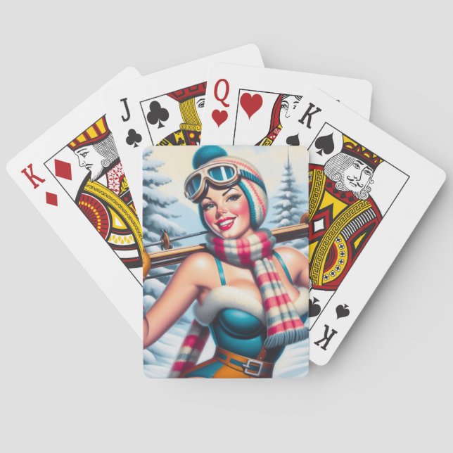Winter Pin-up Girl Poker Cards (Back)