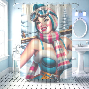 Winter Pin-up Girl Shower Curtain