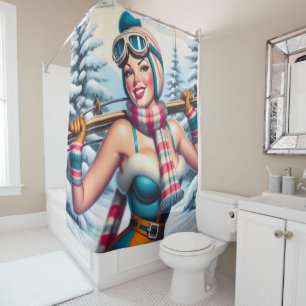 Winter Pin-up Girl Shower Curtain