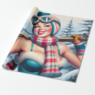 Winter Pin-up Girl Wrapping Paper