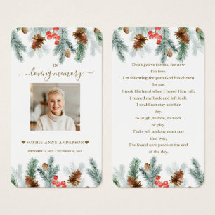 Winter Pine Berry Cone Border Photo Funeral Prayer