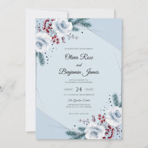 Winter Pine Berry Wedding Invitation