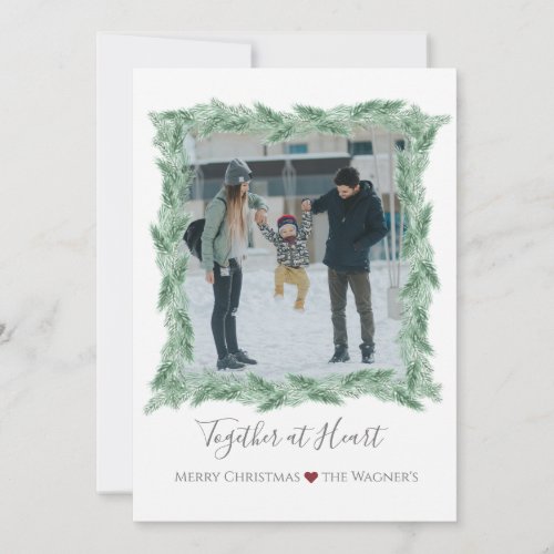 Winter Pine Bough Frame Flat Holiday Card