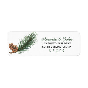 Winter Pine Branch Watercolor Return Label