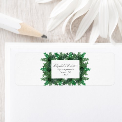 Winter Pine Branches Wedding Label