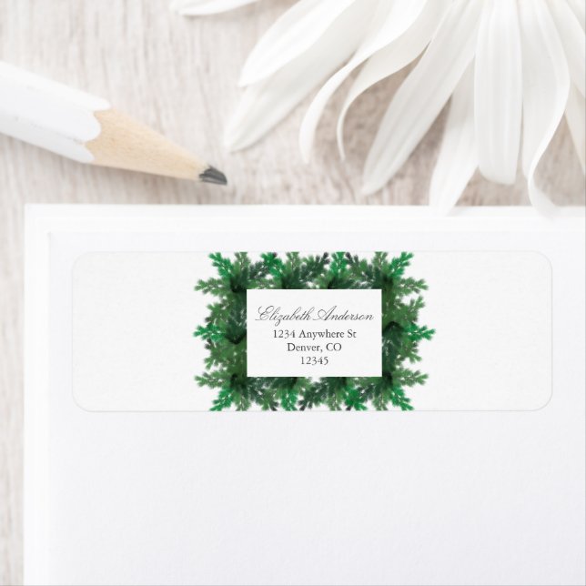 Winter Pine Branches Wedding Label (Insitu)