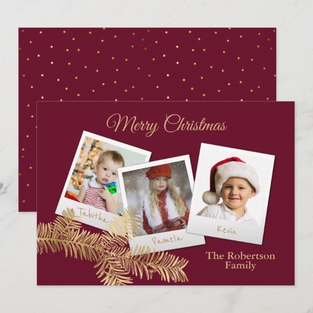 Winter Pine Christmas Multi Photo Card (Front/Back)