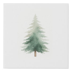 Winter Pine Christmas Tree Watercolor Canvas Print
