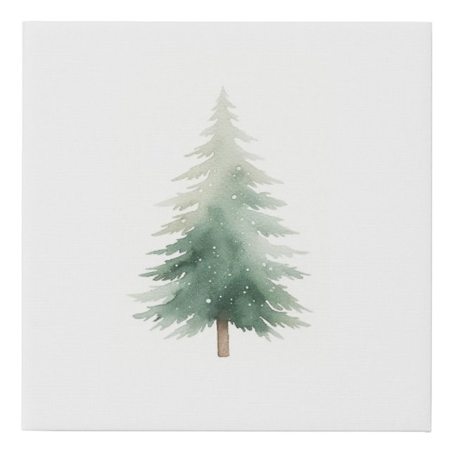 Winter Pine Christmas Tree Watercolor Canvas Print (Front)