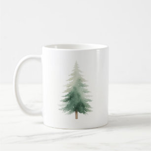 Winter Pine Christmas Tree Watercolor Coffee Mug