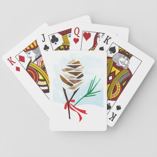 Winter Pine Cone Christmas Playing Cards