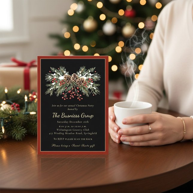 Winter Pine Cone Corporate Christmas Party  Invitation (Creator Uploaded)