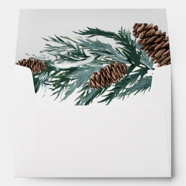 Winter Pine Cone & Leaves Envelope (Back (Bottom))