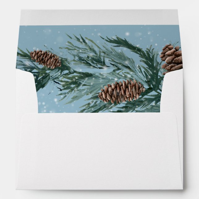 Winter Pine Cone & Leaves with Snow Envelope (Back (Bottom))