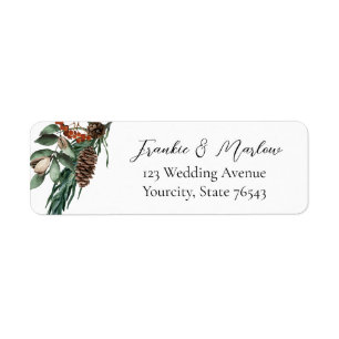 Winter Pine Cone Wedding Return Address Label