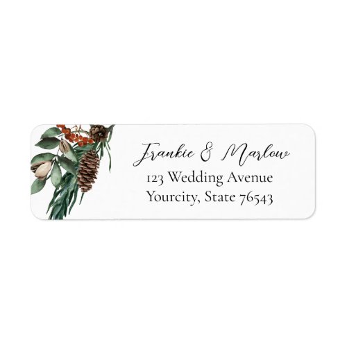 Winter Pine Cone Wedding Return Address Label