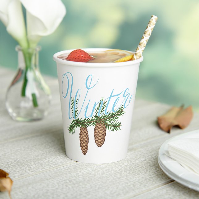 Winter Pine Cones Paper Cups (Creator Uploaded)