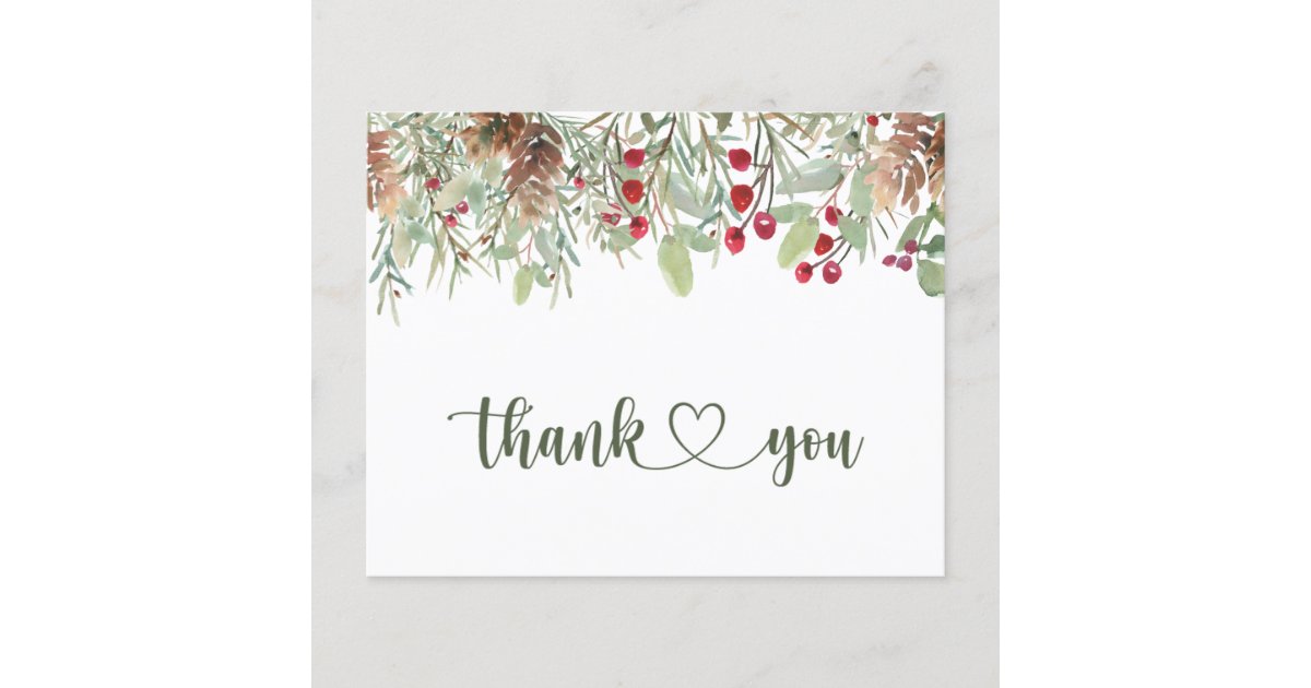 Winter Pine Cones Thank You card | Zazzle