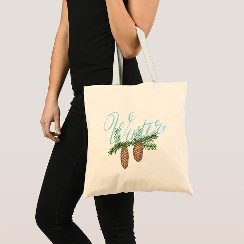 Winter Pine Cones Tote Bag