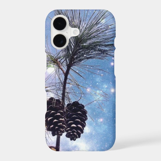 Winter Pine Cones under a starry night sky Iphone Case (Back)