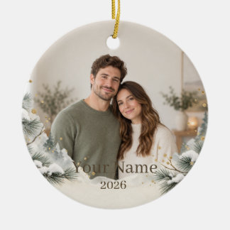 Winter Pine Custom Photo Ornament