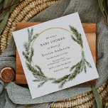 Winter Pine Evergreen Baby Shower Invitation<br><div class="desc">Elegant Winter-themed  baby shower invitation features a gold frame surrounded by watercolor evergreen and pine. Personalize with your information or click "Click to customize further" to edit font styles,  size and colors.</div>