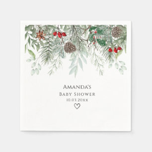 Winter Pine Evergreen Baby Shower Napkins