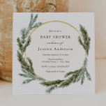 Winter Pine Evergreen Baby Sprinkle Invitation<br><div class="desc">Elegant Winter-themed  baby sprinkle shower invitation features a gold frame surrounded by watercolor evergreen and pine. Personalize with your information or click "Click to customize further" to edit font styles,  size and colors.</div>