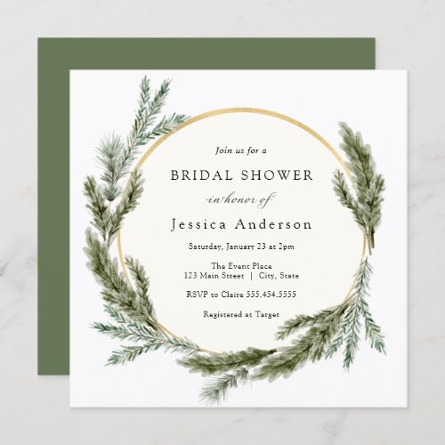 Winter Pine Evergreen Bridal Shower Invitation