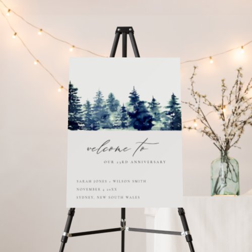 Winter Pine Forest Any Year Anniversary Welcome Foam Board