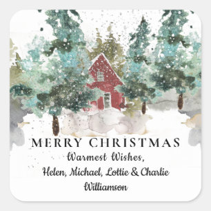 Winter Pine Forest Christmas Sticker