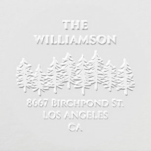 Winter Pine Forest Elegant Family Return Address Embosser