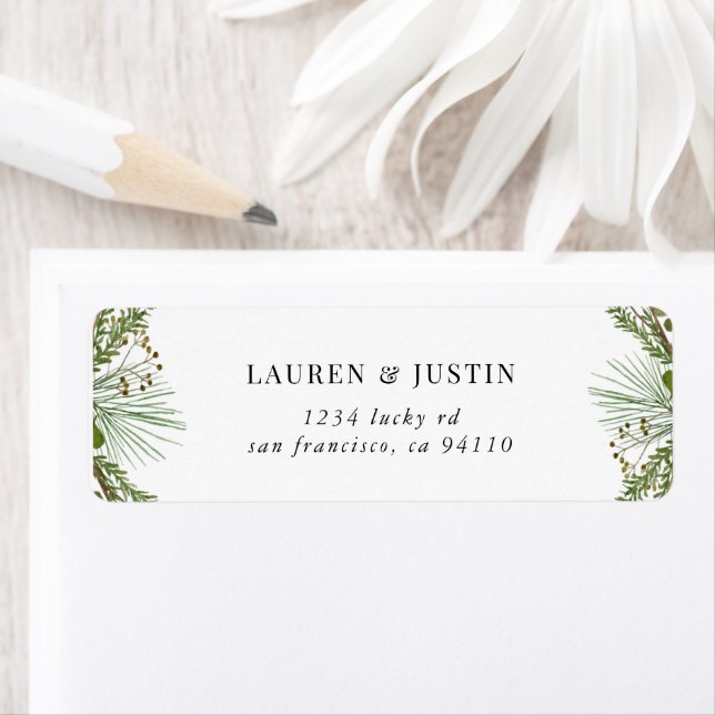 Winter Pine Forest Greenery Return Address Label (Insitu)