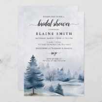 Winter Pine Forest Snow Holidays Bridal Shower Invitation