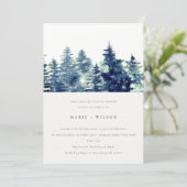 Winter Pine Forest Snow Watercolor Couples Shower Invitation (Standing Front)