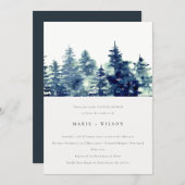 Winter Pine Forest Snow Watercolor Couples Shower Invitation (Front/Back)