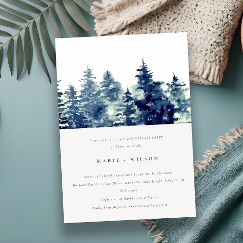 Winter Pine Forest Snowfall Any Year Anniversary Invitation