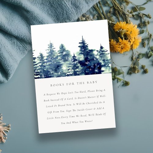Winter Pine Forest Snowfall Books For Baby Shower Enclosure Card