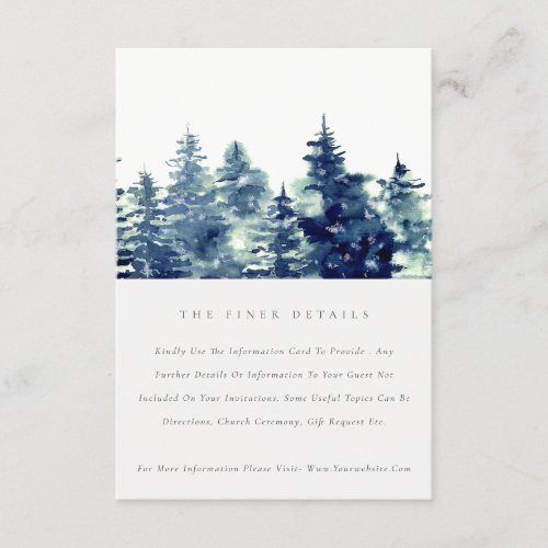 Winter Pine Forest Snowfall Wedding Details  Enclosure Card