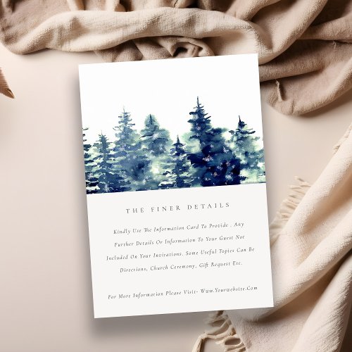 Winter Pine Forest Snowfall Wedding Details  Enclosure Card