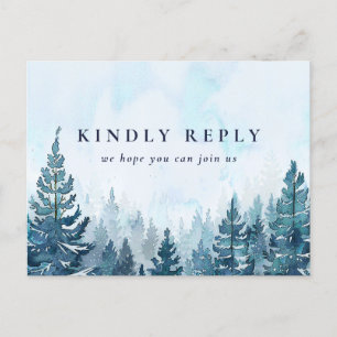 Winter Pine Forest Song Request RSVP Postcard