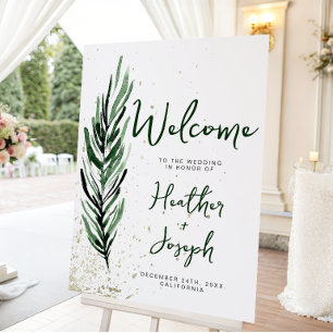 Winter Pine & Gold Christmas Festive Wedding Foam Board