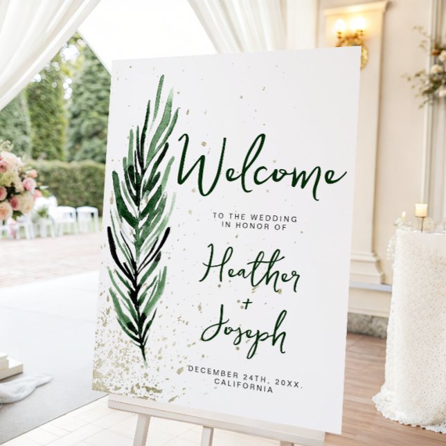 Winter Pine & Gold Christmas Festive Wedding Foam Board (Creator Uploaded)