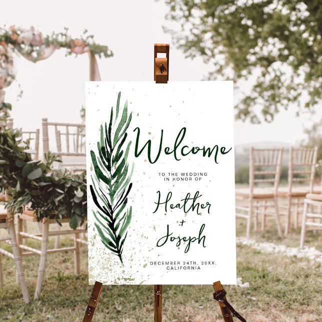 Winter Pine & Gold Christmas Festive Wedding Foam Board (Creator Uploaded)