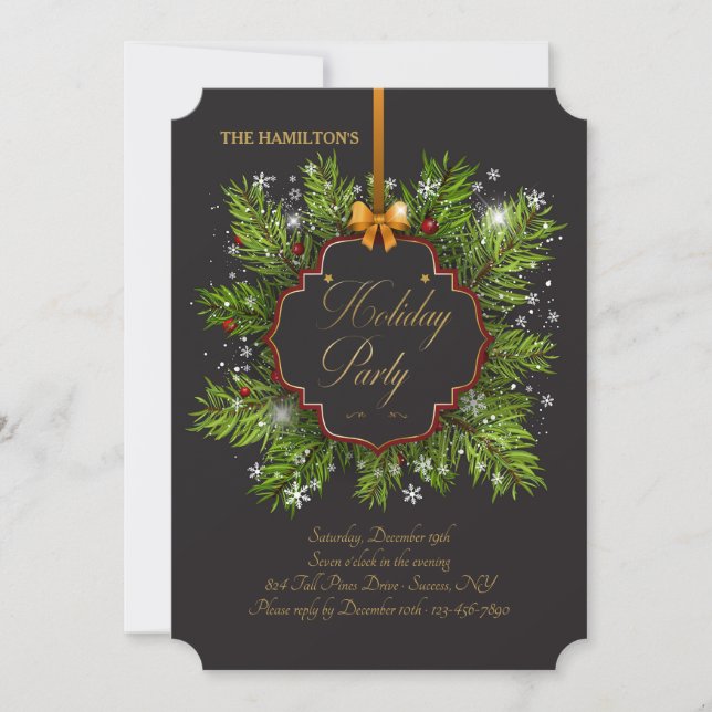 Winter Pine Holiday Party Invitation (Front)