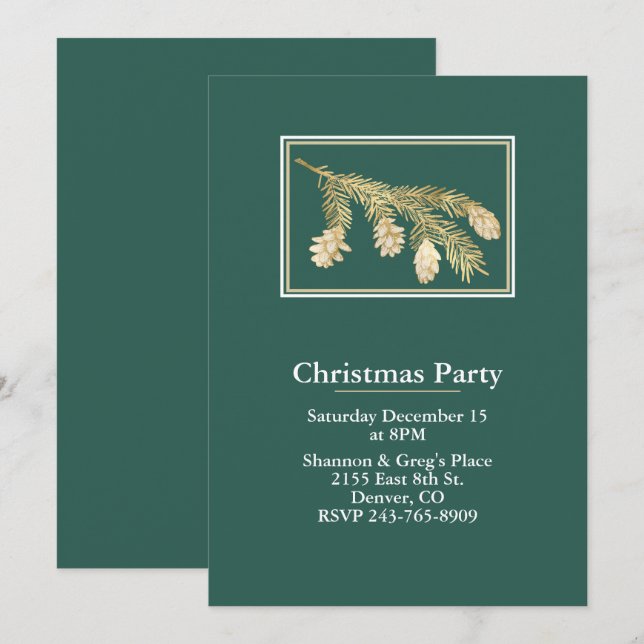 Winter Pine Holiday Party Invitation (Front/Back)