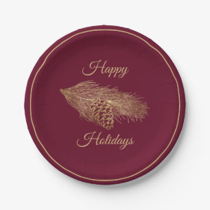 Winter Pine Holiday Party Paper Plates