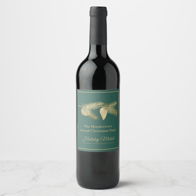 Winter Pine Holiday Party Wine Label (Front)